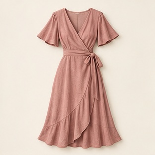 The Rosewater Wrap Dress in Dusty Rose — concept product image