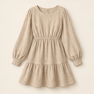 The Shoreline Long Sleeve Dress in Sand — concept product image