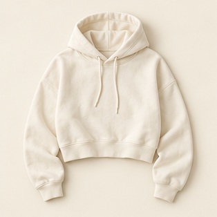 The Peninsula Crop Hoodie in Salt — concept product image