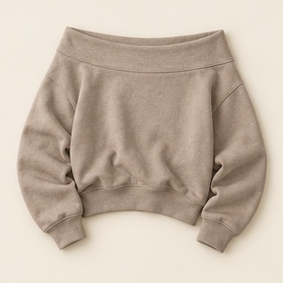 The Daybreak Off-Shoulder Crew in Taupe — concept product image